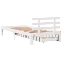 Bedframe met lades massief grenenhout wit 100x200 cm - thumbnail