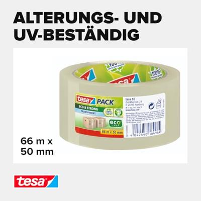 Tesapack eco & strong ecoLogo, ft 50 mm x 66 m, PP, transparant