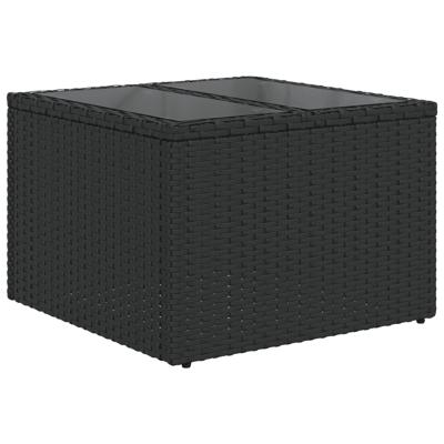 5-delige Loungeset met kussens poly rattan zwart - thumbnail
