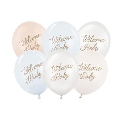 Ballonnen Welcome Baby Blauw Mix Professional (6st)