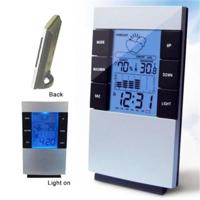 Huishoudelijke digitale LCD display hygrometer thermometer temperatuur luchtvochtigheid meter klok alarm - thumbnail