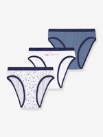 Set van 3 slipjes for girls van stretchkatoen Les Pockets blauw - thumbnail