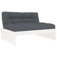 6-delige Loungeset met kussens massief hout wit - thumbnail