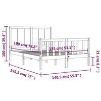Bedframe met hoofdbord massief hout - thumbnail