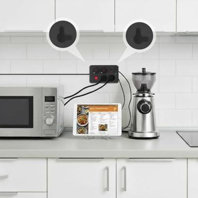 Maclean stekkerdoos, 4-polige verlengkabel + 3xUSB, 110-240V AC 50/60Hz, 2,1A max 2500W, 3m, zwart, MCE393 B