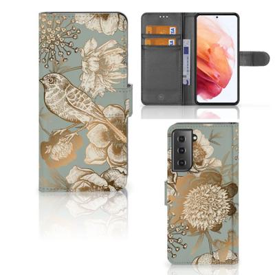 Hoesje voor Samsung Galaxy S21 Vintage Bird Flowers Hoesje voor Samsung Galaxy S21 Vintage Bird Flowers