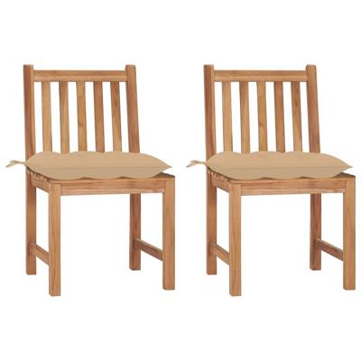 Tuinstoelen 2 st met kussens massief teakhout