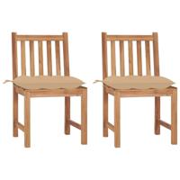 Tuinstoelen 2 st met kussens massief teakhout - thumbnail