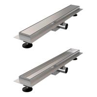 Brauer Douchegoot - 60x7x6.7cm - ondiepe vloerflens - zijuitloop - tegelinlegrooster omkeerbaar - RVS DR-MRF60NG - thumbnail