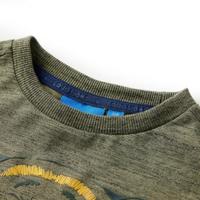 Kindershirt met lange mouwen berenprint 116 gemleerd kakikleurig - thumbnail
