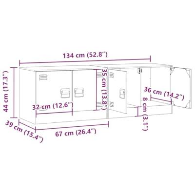 Tv-meubelen 2 st 67x39x44 cm staal olijfgroen