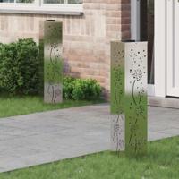 VidaXL Solar led pad licht 2 pcs zilver roestvrij staal - thumbnail