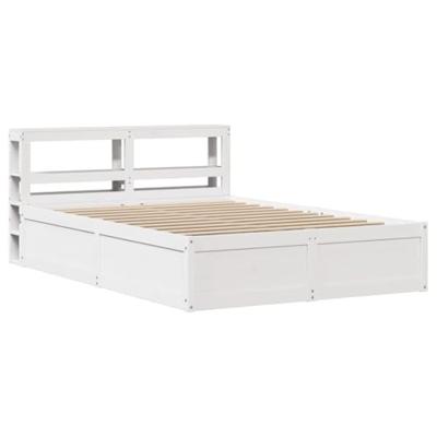 Bedframe met hoofdbord massief grenenhout wit 140x190 cm