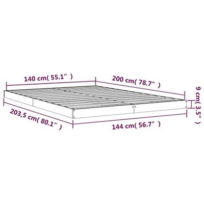 Bedframe massief grenenhout wit 140x200 cm