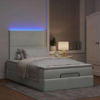 Ottoman bed met matrassen en LED's 90x200cm fluweel lichtgrijs - thumbnail