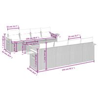 9-delige Loungeset met kussens poly rattan zwart - thumbnail