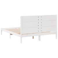Bedframe extra lang zonder matras massief hout wit 140x210 cm - thumbnail