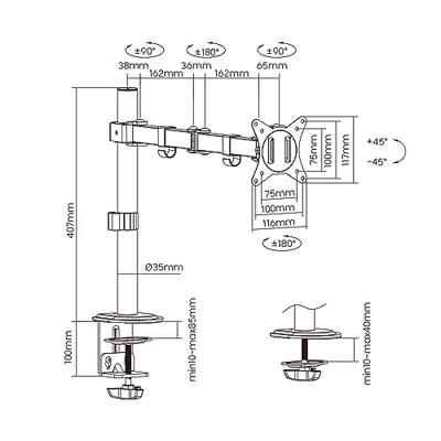 Schermtafel Support Ewent EW1510 13"-27" 8 kg