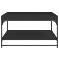 Salontafel 80x80x45 cm bewerkt hout en ijzer zwart - thumbnail