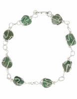 Edelsteen Armband Groene Aventurijn in Metaal Gevlochten - thumbnail
