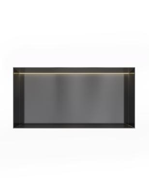 Hotbath &MORE Inbouwnis 30x60x10cm frameless + LED Geborsteld Zwart PVD