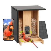 Birdfy Bamboe Slim vogelhuisje met Camera en AI-Vogelherkenning op Zonne-energie - Camera in nestkast - thumbnail