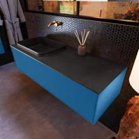 Badkamermeubelset Mondiaz Erin 120 cm met 1 Lade met RIDGE Wastafel Links Urban Zonder Kraangaten Greeploos Mat Jeans - thumbnail