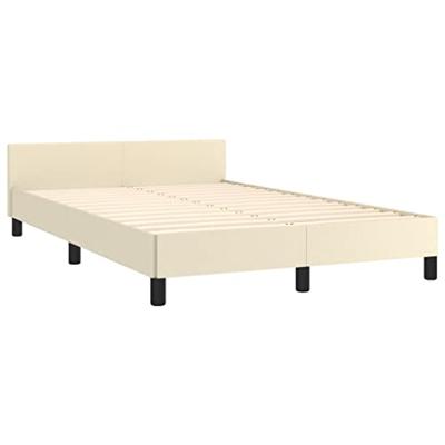 Bedframe met hoofdbord kunstleer crèmekleurig 120x200 cm