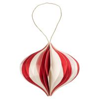 Boltze Home Kerstbal yorki ovaal ø10cm rood/wit papi - thumbnail