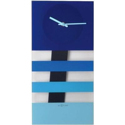 NeXtime klok 2855bl bold stripes, 38x19 cm, wall, blue