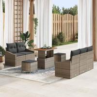 Tuinbankenset met kussen 8 pcs Grijs poly rattan - thumbnail