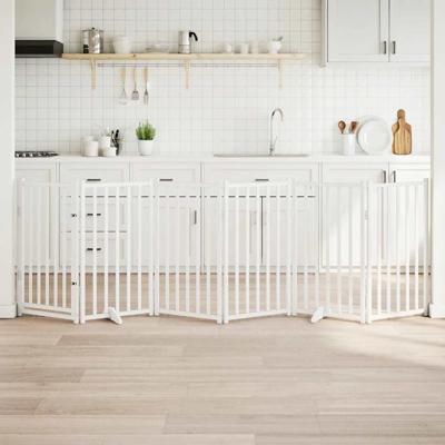 Hondenhek inklapbaar 6 panelen 300 cm massief vurenhout wit