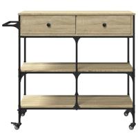 Keukentrolley 105x42x95 cm bewerkt hout sonoma eikenkleurig - thumbnail