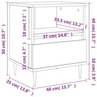 Nachtkastjes 2 st 40x35x50 cm bewerkt hout gerookt eikenkleurig - thumbnail