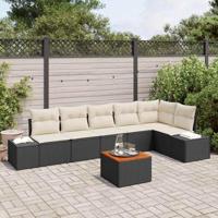 Tuinbankenset met opslag 7 pcs Zwart en Crème poly rattan - thumbnail