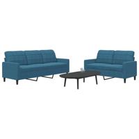 2-delige Loungeset met kussens fluweel blauw - thumbnail
