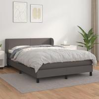 Boxspring met matras kunstleer grijs 140x200 cm - thumbnail
