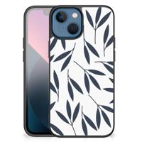 Apple iPhone 13 mini Bloemen Hoesje Leaves Blue - thumbnail