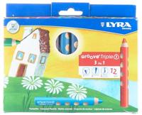 Lyra Groove triple1 kleurpotloden, l: 12 cm, vulling 10 mm, diverse kleuren, 12 stuk/ 1 doos - thumbnail
