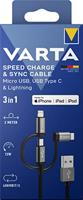 Varta USB-kabel USB-A stekker, USB-micro-B stekker, USB-C stekker, Apple Lightning stekker 2.00 m Meerdere kleuren 57937101111 - thumbnail