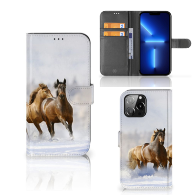 iPhone 13 Pro Max | Telefoonhoesje | Met pasjeshouder | Paarden