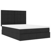 Ottoman bed met matras en LED's 140x190cm stof zwart - thumbnail