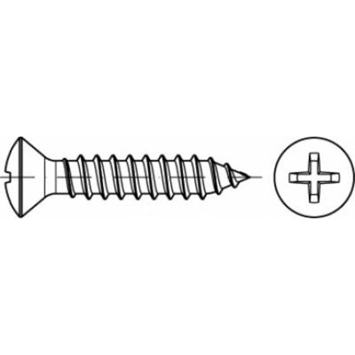 TOOLCRAFT TO-5377617 Bolverzonken plaatschroeven Kruiskop Phillips RVS A2 1000 stuk(s)
