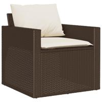 4-delige Loungeset met kussens poly rattan bruin - thumbnail