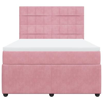 Boxspring met matras fluweel roze 160x200 cm