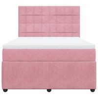 Boxspring met matras fluweel roze 160x200 cm - thumbnail