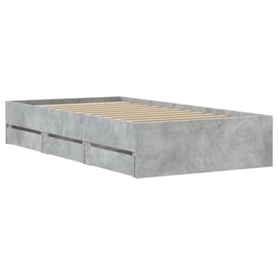 Bedframe met lades bewerkt hout betongrijs 75x190 cm