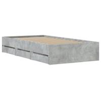 Bedframe met lades bewerkt hout betongrijs 75x190 cm - thumbnail