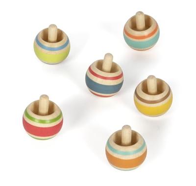 Small Foot - houten tollen gestreept, set van 6