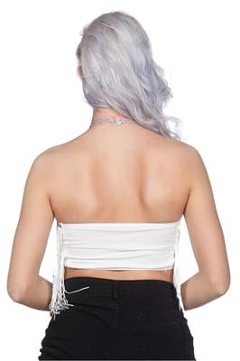 Festival top franjes kort wit